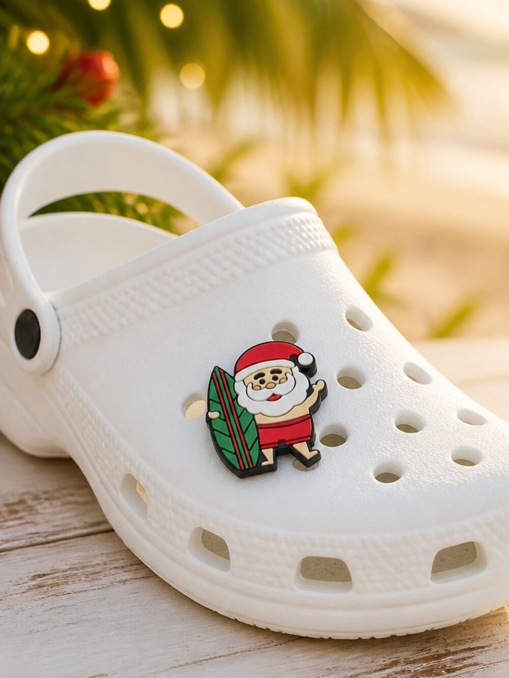 Santa Surfing Croc Shoe Charm Christmas Beach Surfer Holiday Surf Jibbitz Style
